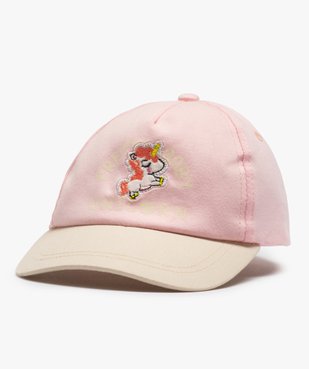 Casquette bébé fille bicolore à broderie licorne vue1 - GEMO(BEBE DEBT) - GEMO