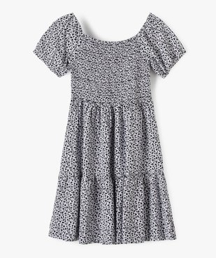 Robe fille fleurie à buste smocké vue3 - GEMO (JUNIOR) - GEMO