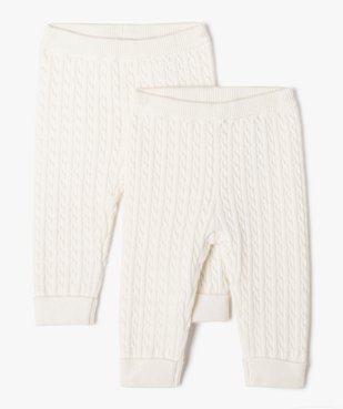 Pantalon en maille torsadée unie bébé (lot de 2) vue1 - GEMO(BB COUCHE) - GEMO