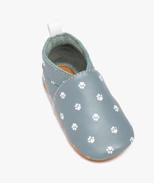 Chaussons bébé en cuir imprimé pattes de chat  vue5 - GEMO (ENFANT) - GEMO