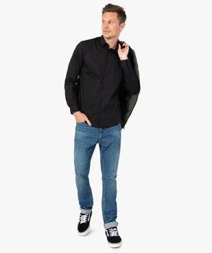 Chemise unie coupe slim en coton stretch homme vue9 - GEMO 4G HOMME - GEMO