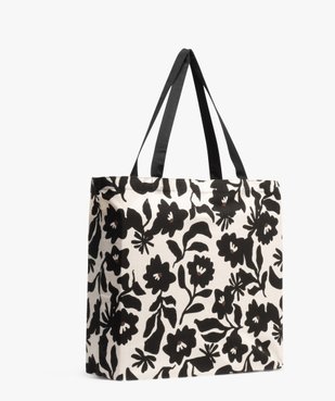 Tote bag en toile à motifs fleuris vue2 - GEMO (ACCESS) - GEMO