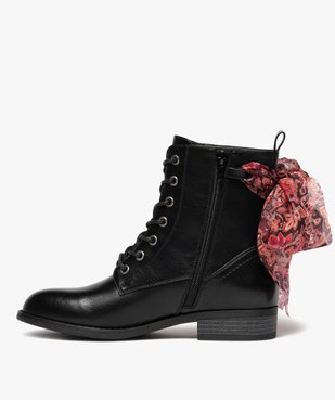 Bottines femme à lacets et à zip avec foulard fantaisie vue4 - GEMO (CASUAL) - GEMO