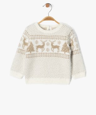 Pull de Noël en maille duveteuse et pailletée bébé fille vue2 - GEMO(BEBE DEBT) - GEMO