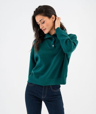 Sweat oversize avec col montant boutonné femme vue1 - GEMO(FEMME PAP) - GEMO