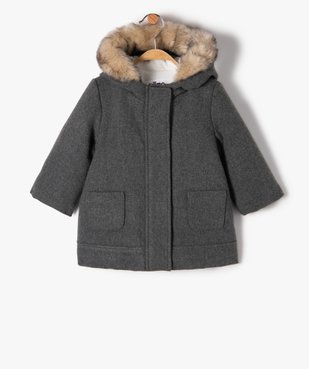 Manteau bébé fille doublé à capuche vue1 - GEMO 4G BEBE - GEMO