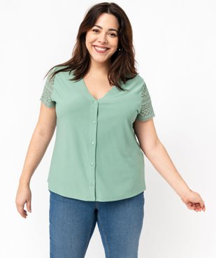 Blouson manches courtes ajourées en maille fluide femme grande taille vue1 - GEMO (G TAILLE) - GEMO