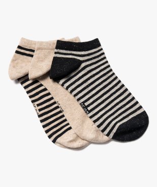 Chaussettes ultra courtes rayées et pailletées femme (lot de 3) vue1 - GEMO(HOMWR FEM) - GEMO