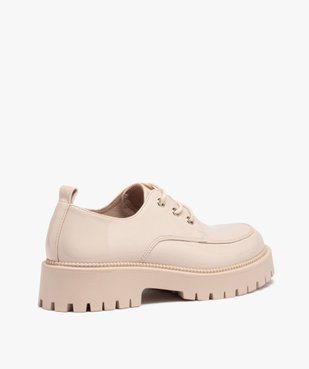 Derbies femme unis dessus vernis à semelle épaisse et crantée vue4 - GEMO (CASUAL) - GEMO