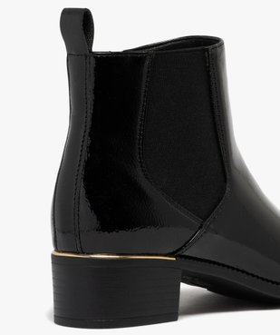 Bottines femme vernies style Chelsea à zip et bout amande avec liseré doré vue7 - GEMO (CASUAL) - GEMO