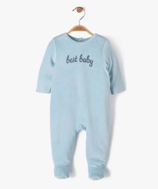 Pyjama en velours à pont-dos pressionné bébé vue1 - GEMO(BB COUCHE) - GEMO