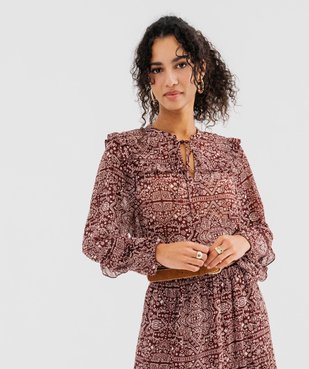 Blouse en voile imprimée à volants femme vue1 - GEMO(FEMME PAP) - GEMO