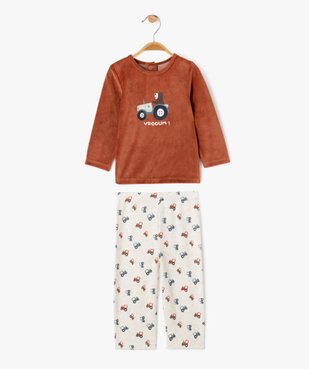 Pyjama 2 pièces en velours avec motifs tracteurs bébé garçon vue1 - GEMO 4G BEBE - GEMO