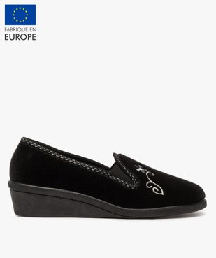 Chaussons femme à talon compensé et dessus brodé vue1 - GEMO(HOMWR FEM) - GEMO