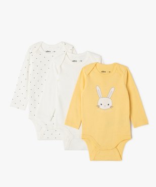 Body à manches longues avec motifs variés bébé fille (lot de 3) vue1 - GEMO 4G BEBE - GEMO