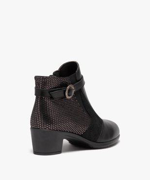 Boots femme confort à talon dessus en cuir uni brillant vue4 - GEMO (CONFORT) - GEMO