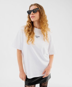 Tee-shirt à manches courtes oversize avec message brodé femme vue1 - GEMO(FEMME PAP) - GEMO