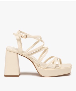 Sandales femme à talon flare unies avec fines brides entrelacées vue2 - GEMO(URBAIN) - GEMO