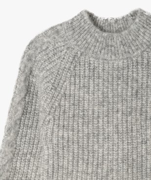 Pull en maille côtelée à col montant fille vue2 - GEMO (ENFANT) - GEMO