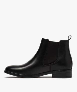 Boots femme à talon plat unis en cuir style Chelsea vue3 - VALENTINA BALDANO - GEMO