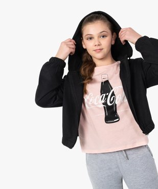 Sweat fille à capuche zippé coupe courte vue1 - GEMO (JUNIOR) - GEMO