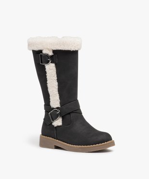 Bottes fille unies à bordures en sherpa vue2 - GEMO (ENFANT) - GEMO