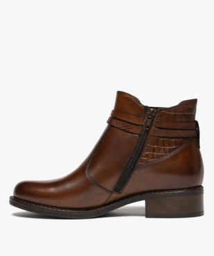 Bottines femme dessus en cuir avec détails fantaisie et à zip - Tanéo vue3 - TANEO GEMO FOR GOOD - GEMO