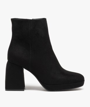 Boots femme à talon flare et en suédine unie vue1 - GEMO 4G FEMME - GEMO