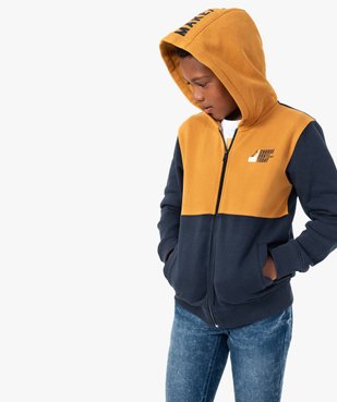 Sweat garçon zippé bicolore à capuche  vue1 - GEMO (ENFANT) - GEMO