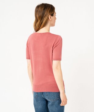 Pull à manches courtes en maille fine femme vue3 - GEMO 4G FEMME - GEMO