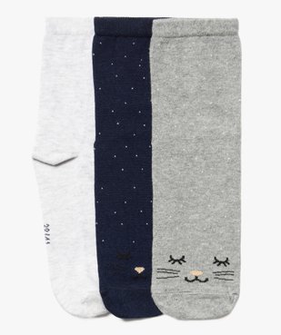 Chaussettes tige haute à motif chat femme (lot de 3 paires) vue1 - GEMO(HOMWR FEM) - GEMO