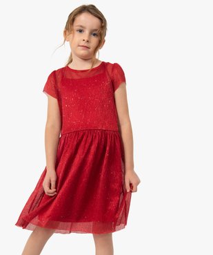 Robe fille en voile plissé et pailleté vue1 - GEMO (ENFANT) - GEMO