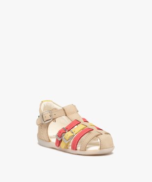 Sandales bébé fille en cuir uni avec brides à boucle - Kickers vue2 - KICKERS - GEMO