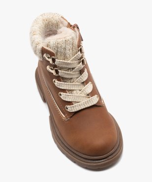 Boots fille unies avec col en maille chaussette et intérieur fourré vue5 - GEMO (ENFANT) - GEMO