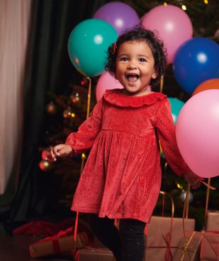 Robe en velours avec paillettes idéale noël bébé fille vue1 - GEMO(BEBE DEBT) - GEMO