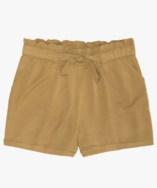 Short fille ample avec ceinture froncée et revers cousus vue1 - GEMO (JUNIOR) - GEMO