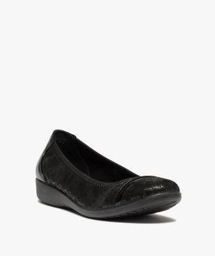 Ballerines confort femme en cuir à motifs irisés avec touches vernies vue2 - GEMO (CONFORT) - GEMO