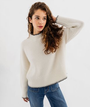 Pull court coupe large en maille fantaisie femme vue1 - GEMO(FEMME PAP) - GEMO