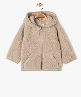 Sweat zippé à capuche en maille sherpa bébé garçon vue1 - GEMO(BEBE DEBT) - GEMO