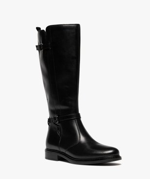 Bottes femme style cavalière dessus en cuir et brides fantaisie - Taneo vue3 - TANEO - GEMO