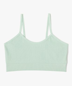 Brassière en maille côtelée à fines bretelles fille vue1 - GEMO 4G FILLE - GEMO