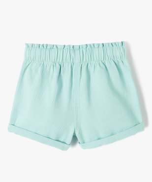 Short uni avec ceinture élastiquée bébé fille vue3 - GEMO 4G BEBE - GEMO