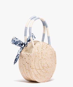 Sac fille rond en paille avec paillettes et noeud - LuluCastagnette vue2 - LULUCASTAGNETTE - GEMO