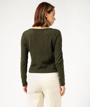 Pull col V en maille ajourée femme vue5 - GEMO 4G FEMME - GEMO