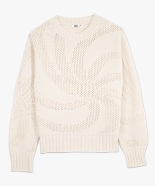 Pull col rond en maille ajourée femme vue4 - GEMO(FEMME PAP) - GEMO