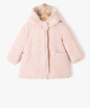 Blouson à capuche doublure fourrure imitation bébé fille vue1 - GEMO 4G BEBE - GEMO