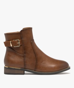 Bottines femme à zip avec semelle à liseré doré bout amande vue2 - GEMO (CASUAL) - GEMO