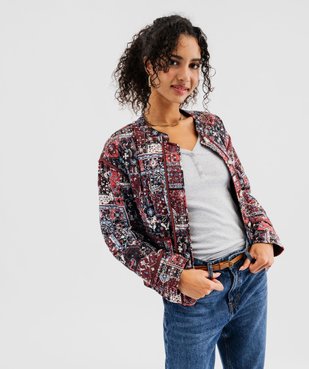 Veste matelassée à col rond à motifs femme vue1 - GEMO 4G FEMME - GEMO