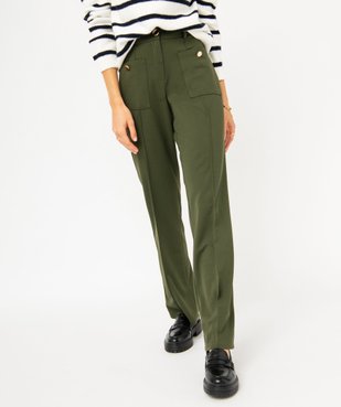 Pantalon en maille coupe droite avec fausses poches plaquées femme vue1 - GEMO(FEMME PAP) - GEMO