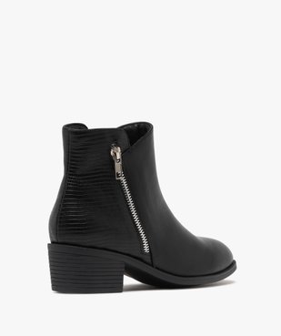 Bottines femme avec zip fantaisie et arrière effet grainé vue5 - GEMO (CASUAL) - GEMO